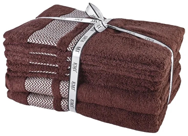 Sada 6 kusov bavlnených osušiek a uterákov Ates hnedá EMI