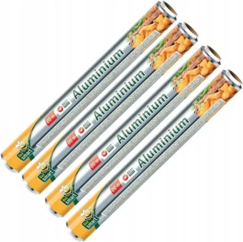 4x Potravinársky hliníkový alobal, pevný, gastronomický, 20 m x 29 cm