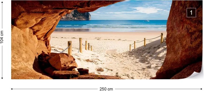 Fototapeta GLIX - Beach Path Cave + lepidlo ZADARMO Vliesová tapeta  - 250x104 cm