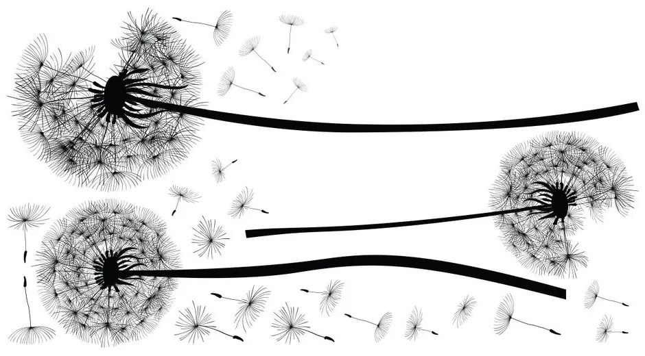 Sada samolepiek na stenu Ambiance Flying Dandelions