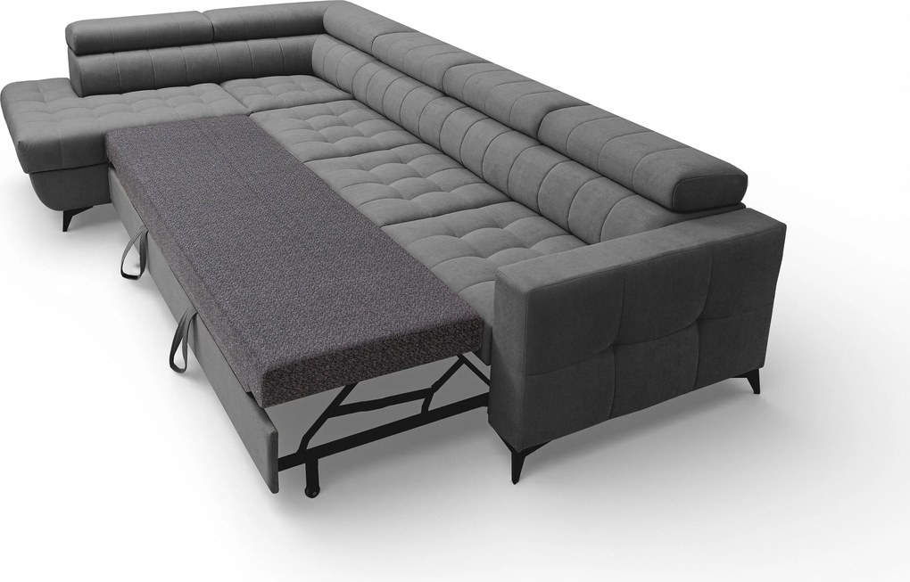 Rohová sedačka Nardo Maxi s funkciou spania ľavá - sivý plyš Pretty 17