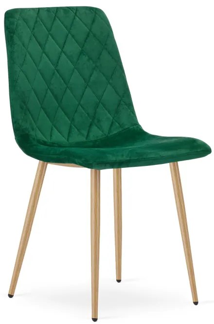 Set dvoch jedálenských stoličiek TURIN zamatové, tmavozelené / hnedé nohy (2 ks)