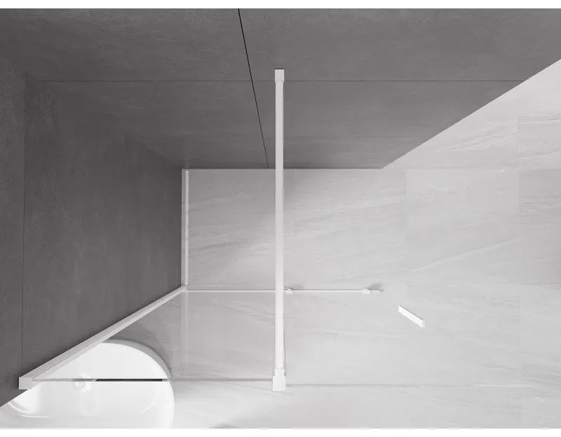 Mexen Velar, posuvné dvere do otvoru typ Walk-In 130 cm, 8mm číre sklo, biela, 871-130-000-03-20