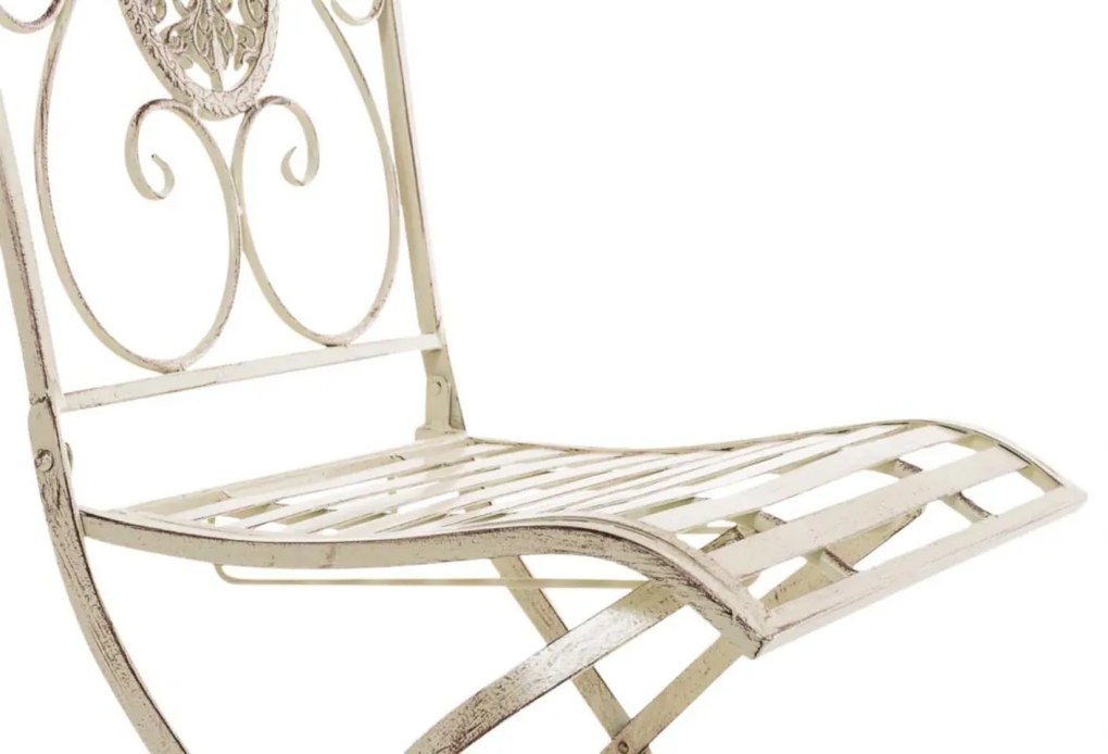 Kovová skladacia stolička Sibell (SET 2 ks) - Krémová antik