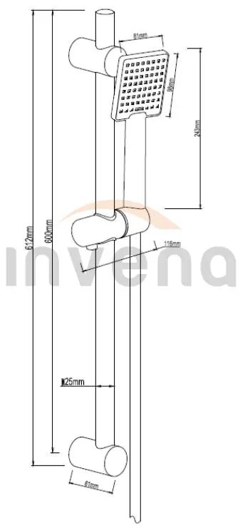 Invena Patras, sprchový stĺp s 1-funkčnou ručnou sprchovou hlavicou, INV-AU-31-Z04-G