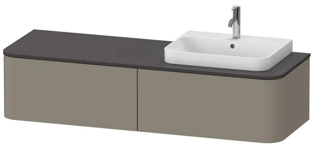 DURAVIT Happy D.2 Plus závesná skrinka pod umývadlo pod dosku (umývadlo vpravo), 2 zásuvky, 1600 x 550 x 354 mm, kameňovo šedá matná lakovaná, HP4944R9292