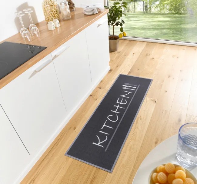 Koberec / Behúň Hanse Home Cook & Clean Kitchen Cutlery čierny / biely / sivý