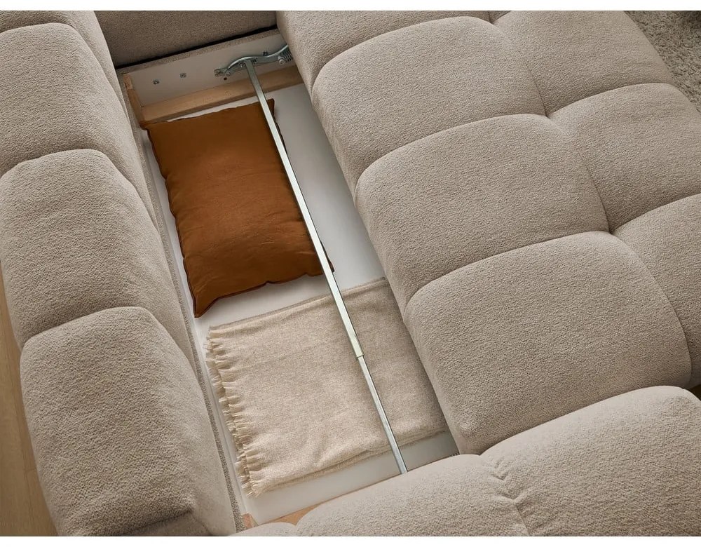 Taupe ženilková rozkladacia/s úložným priestorom rohová pohovka (pravý roh/do L) Everest – Bobochic Paris