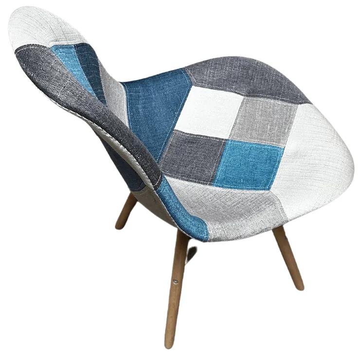 Stolička patchwork modrá škandinávsky štýl | jaks