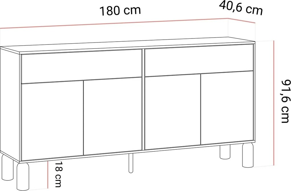Dizajnová komoda CAJA dub bookmatch 180 cm