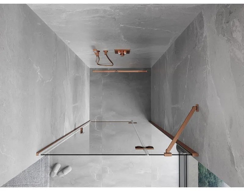 Mexen Mist-H, 1-krídlové sprchové dvere pravé 115 cm, číre sklo, medený matný profil, 8A5-115-000-65-00-P