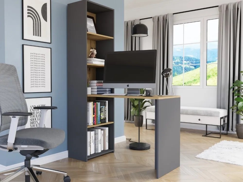 Písací stôl s regálom MODERN B-50S – 120 x 50 x 180 cm - rôzne farebné prevedenia artisan mix antracit