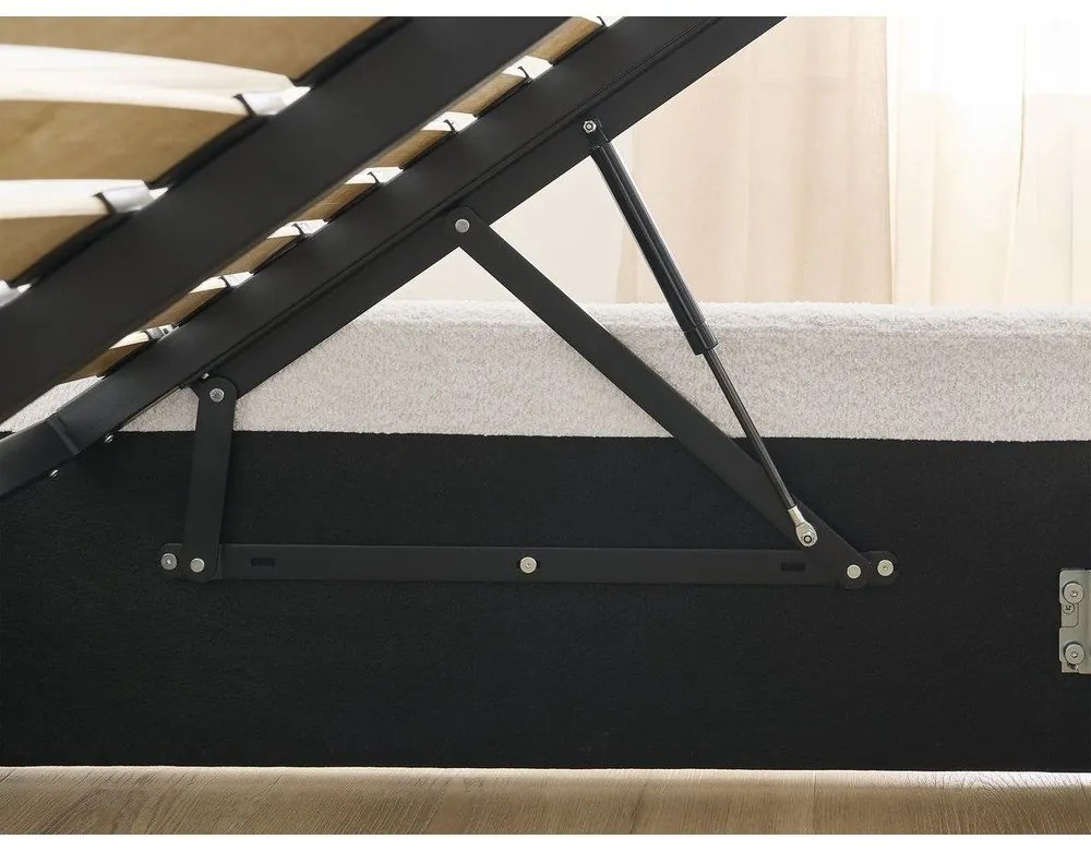 Biela čalúnená dvojlôžková posteľ s úložným priestorom/bez čela s roštom 160x200 cm Inera – Bobochic Paris