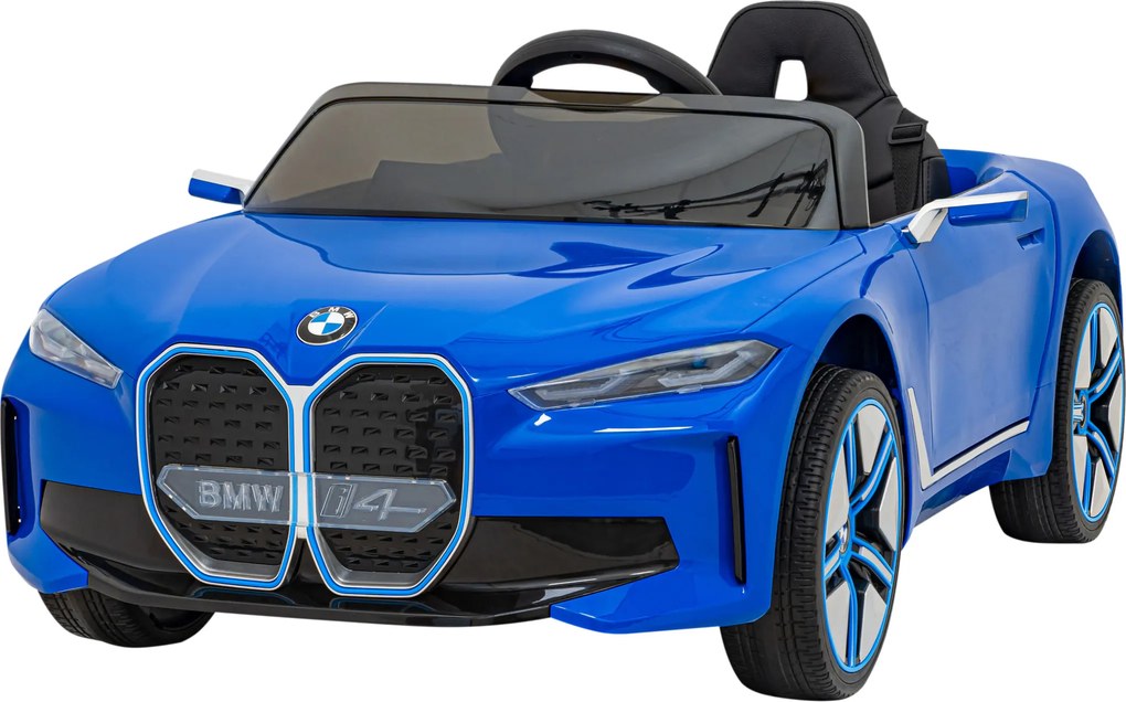Ramiz BMW i4 Detské autíčko na batérie modré + pomalý štart + EVA + ekokoža + LED audio + diaľkové ovládanie