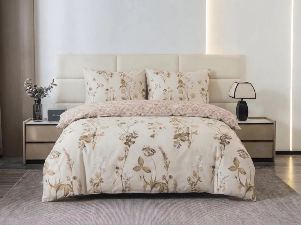 Flanelové obliečky z mikrovlákna BOTANIQUE béžovo-ružové Rozmer obliečky: 70 x 90 cm | 140 x 200 cm