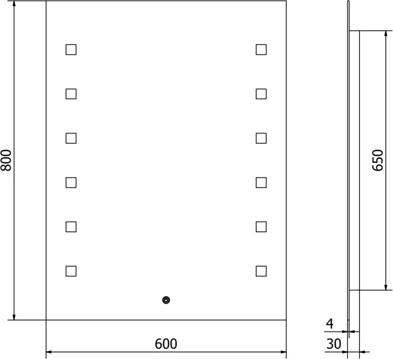 Mexen Ner, LED kúpeľňové zrkadlo s podsvietením 60x80 cm, 6000K, ochrana proti zahmlievaniu, 9809-060-080-611-00