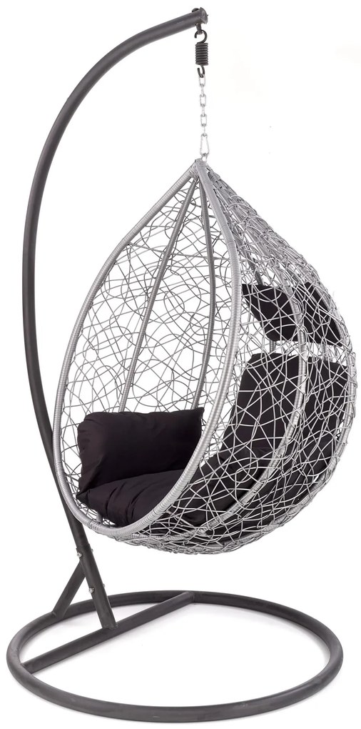 Závesné hojdacie kreslo EGGY šedé/čierne