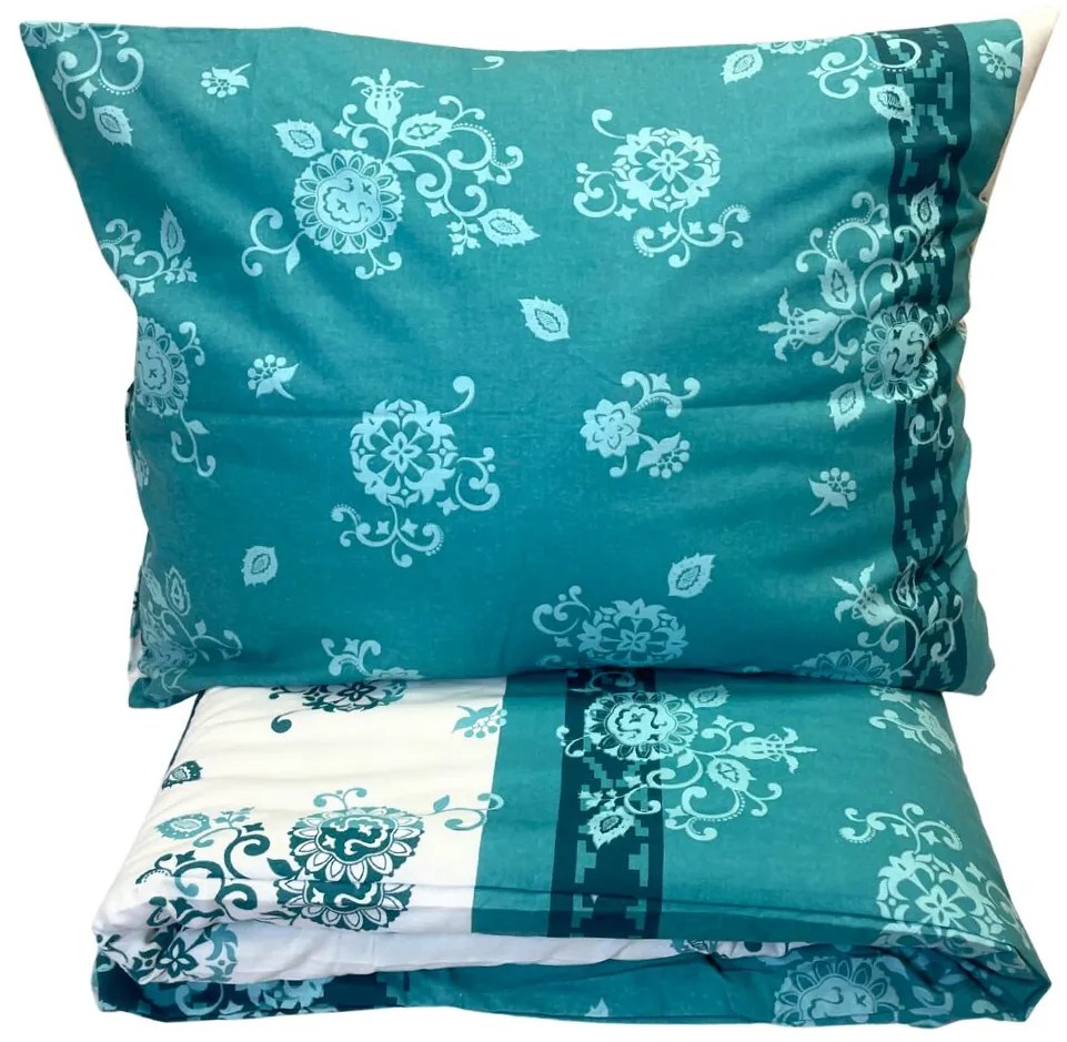 Obliečky flanelové Carmela zelená 200x140cm+90x70cm TiaHome