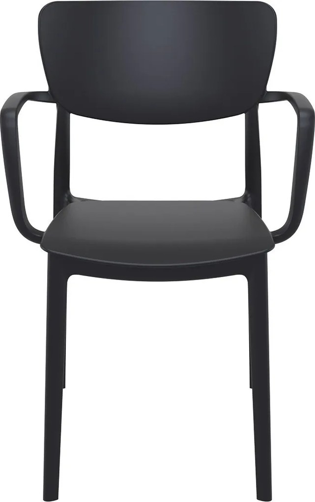 LISA záhradná stolička s podrúčkami black