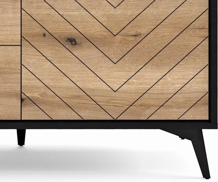 Úložná komoda so zásuvkami Diamond, čierna/dub