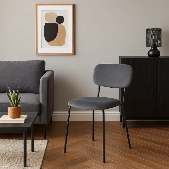 Jedálenská stolička LOUIS zamatová, čierna / grafitová