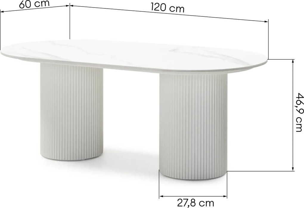 Konferenčný stolík Apulias 120 cm biely/mramor