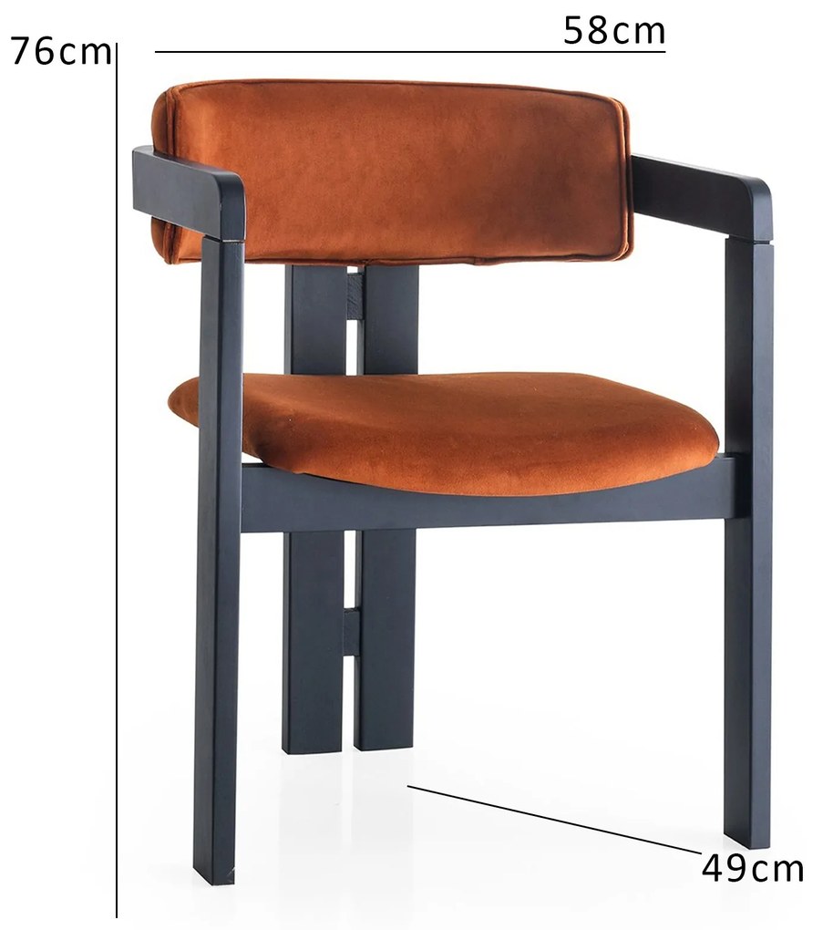 Jedálenská stolička CO Velvet z masívu škoricová/čierna