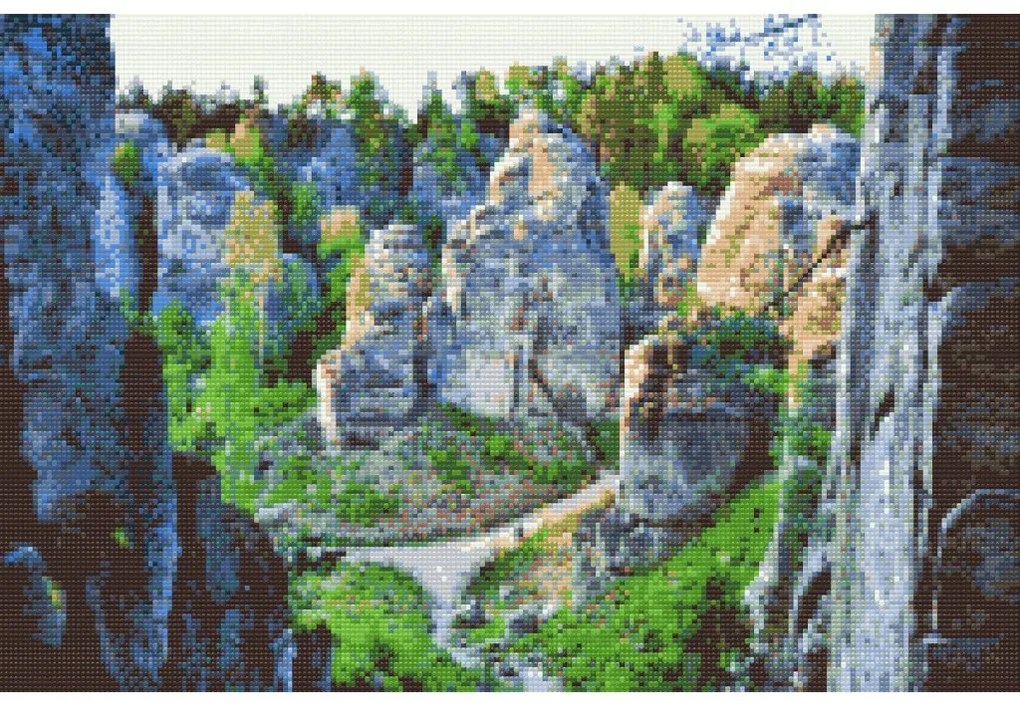 Gario Diamantové maľovanie Prachovské skaly Rozmery: 60 x 40 cm, Rámovanie: Iba zrolované plátno, Diamanty: Okrúhle