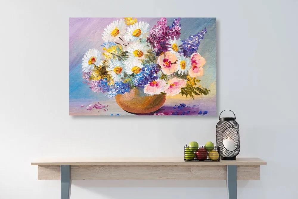 Obraz olejomaľba letných kvetov - 120x80