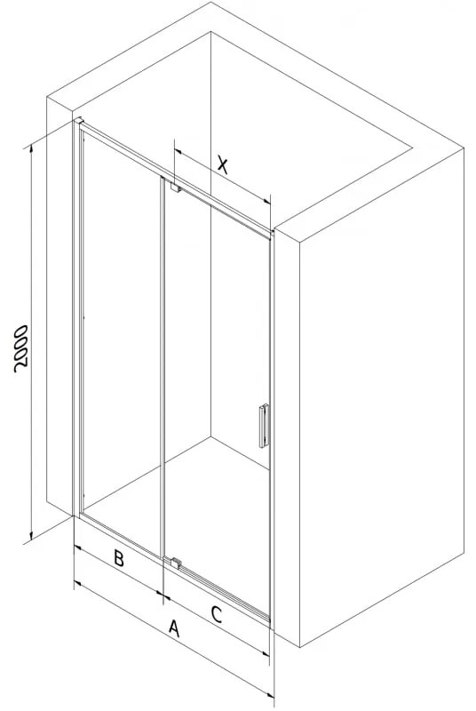 Mexen Exo, 1-krídlové dvere do otvoru 110x200 cm, 6mm číre sklo, chrómový profil, 819-110-000-01-00