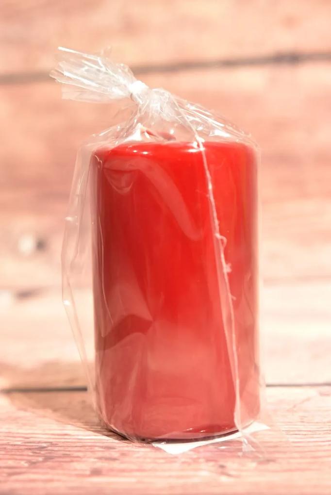 Sviečka valec - červená (6x10 cm)