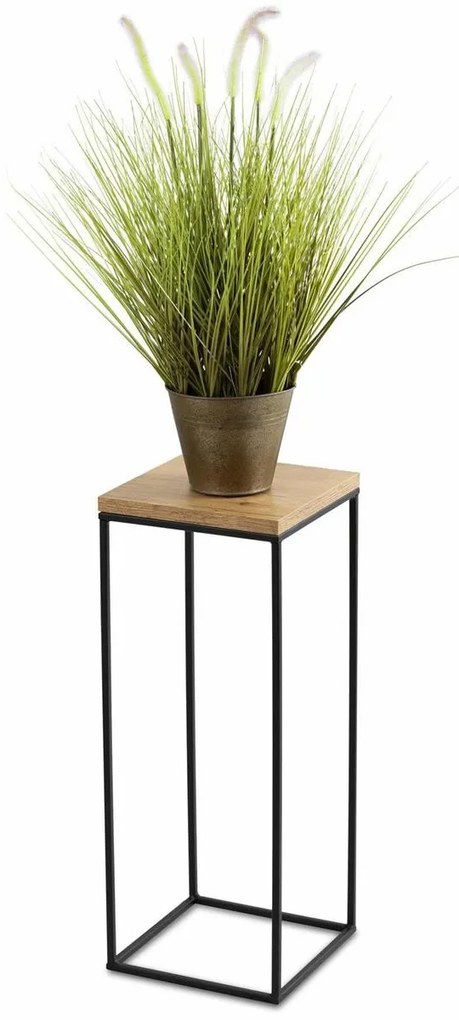 Kvetinový stojan CHARR 60 cm čierny/dub lancelot