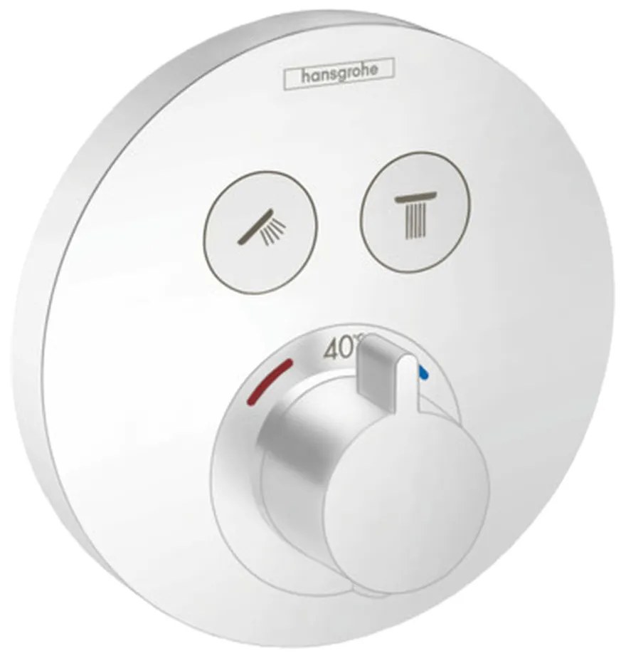 Hansgrohe Shower Select, termostatická batéria pod omietku na 2 spotrebiče, matná biela, HAN-15743700