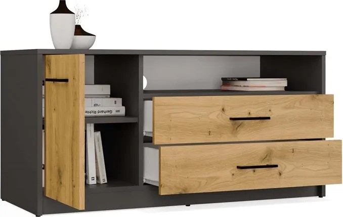 TV stolek SIMPLO 1D2S 109 cm antracitový/dub artisan