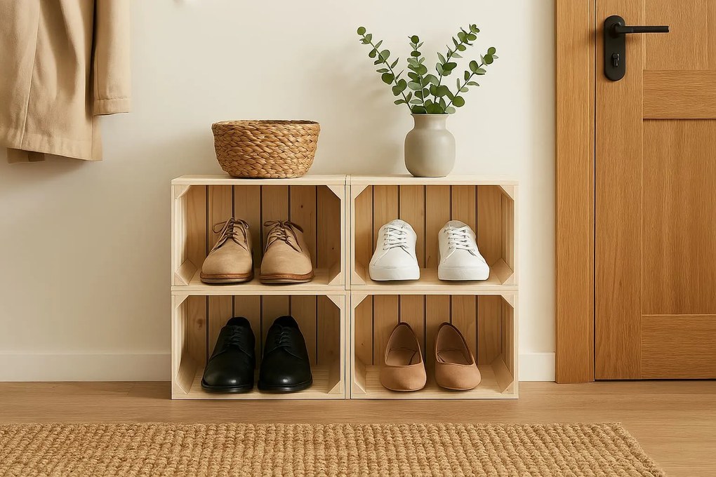 ČistéDrevo Drevené debničky topánkovník 44 x 80 x 30 cm