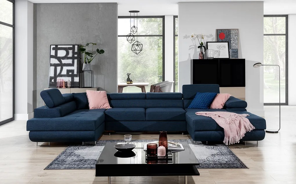 Rohová sedačka U s rozkladom Rossano U L - sivá