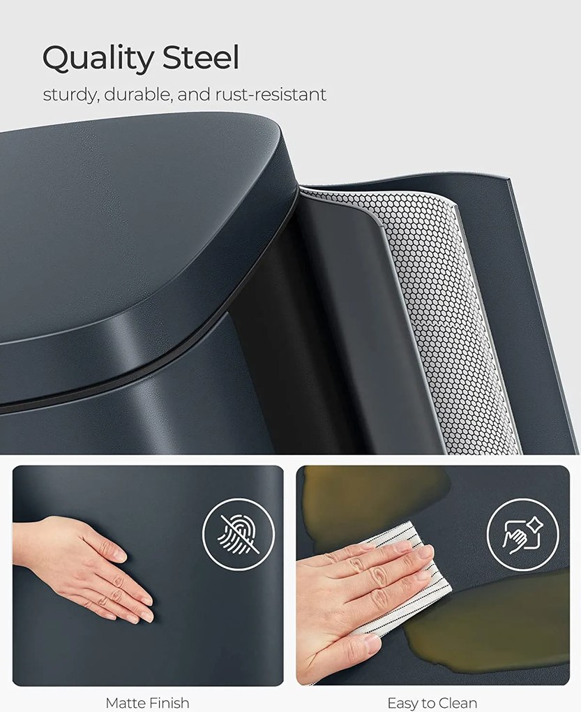 Kuchynský odpadkový kôš, pedálový, 30L, dymovo šedý