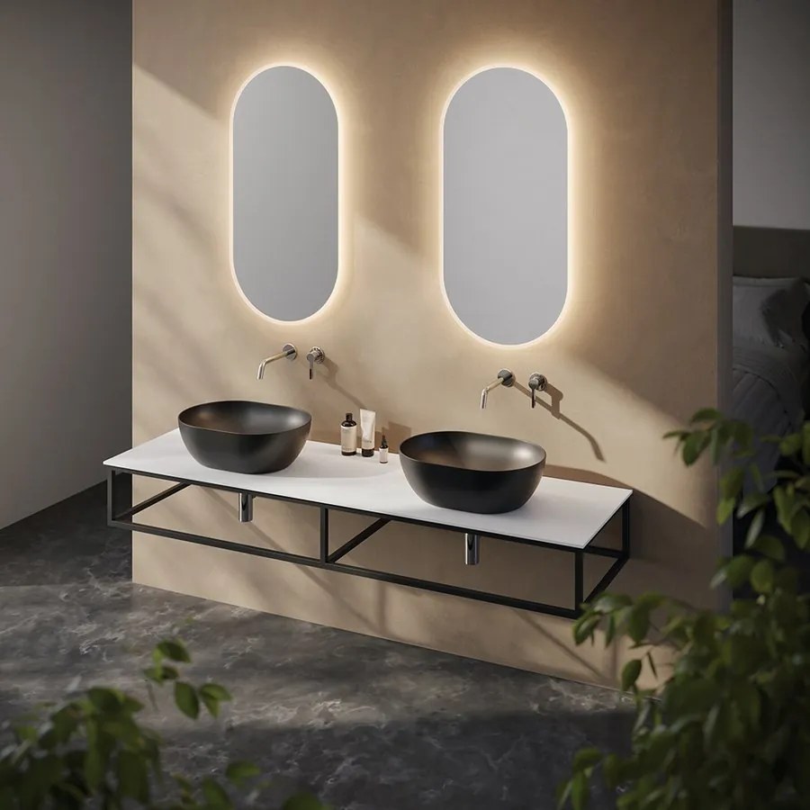 Sapho Sapho, SKA konzola pod umývadlo/dosku, 160x22x51cm, čierna matná, SKA860