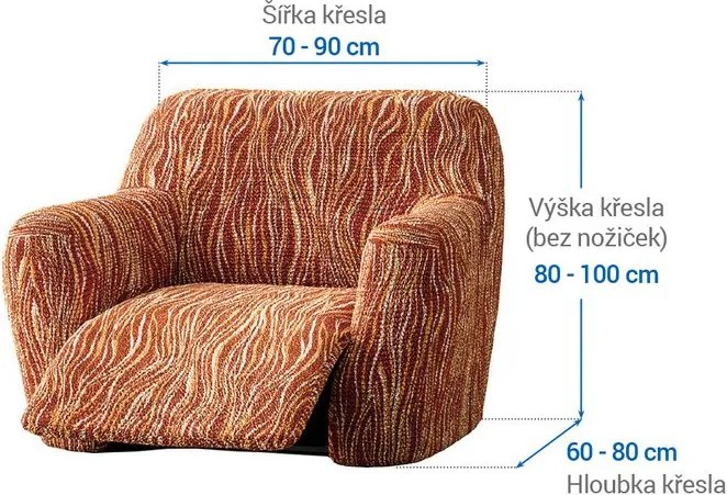 Bielastické poťahy UNIVERSO NOVÉ žíhané tehlové relaxačné kreslo (š. 70 - 90 cm)