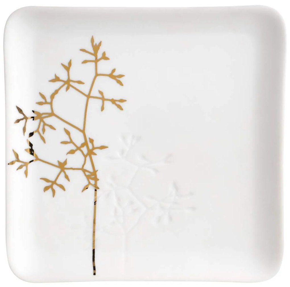 Räder Biely porcelánový tanier GOLD TWIG, malý