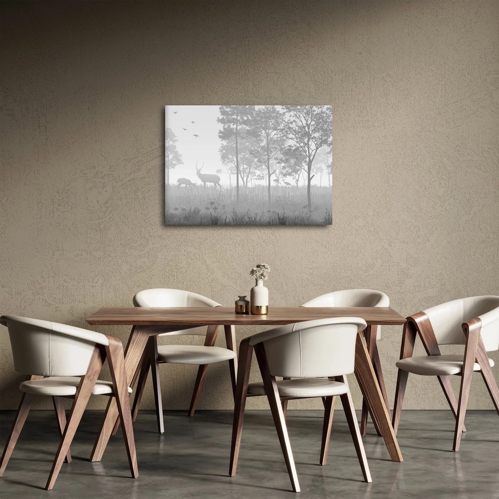 Obraz - Lúka s jeleňami (70x50 cm)