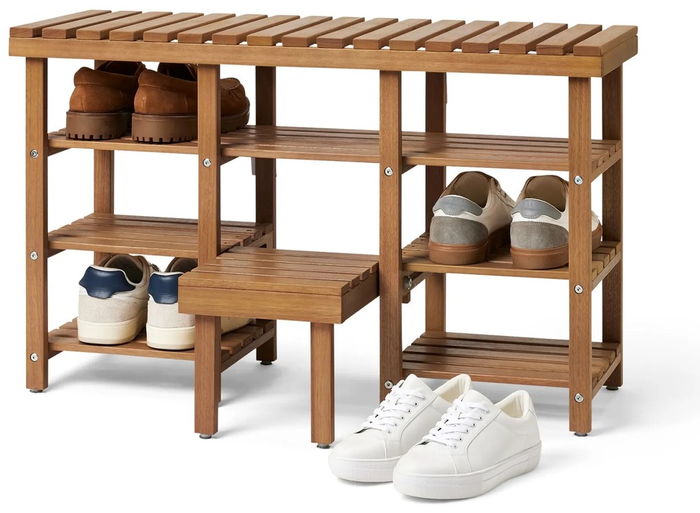 Vysoká sedacia lavica na topánky so sklápacím rebríkom