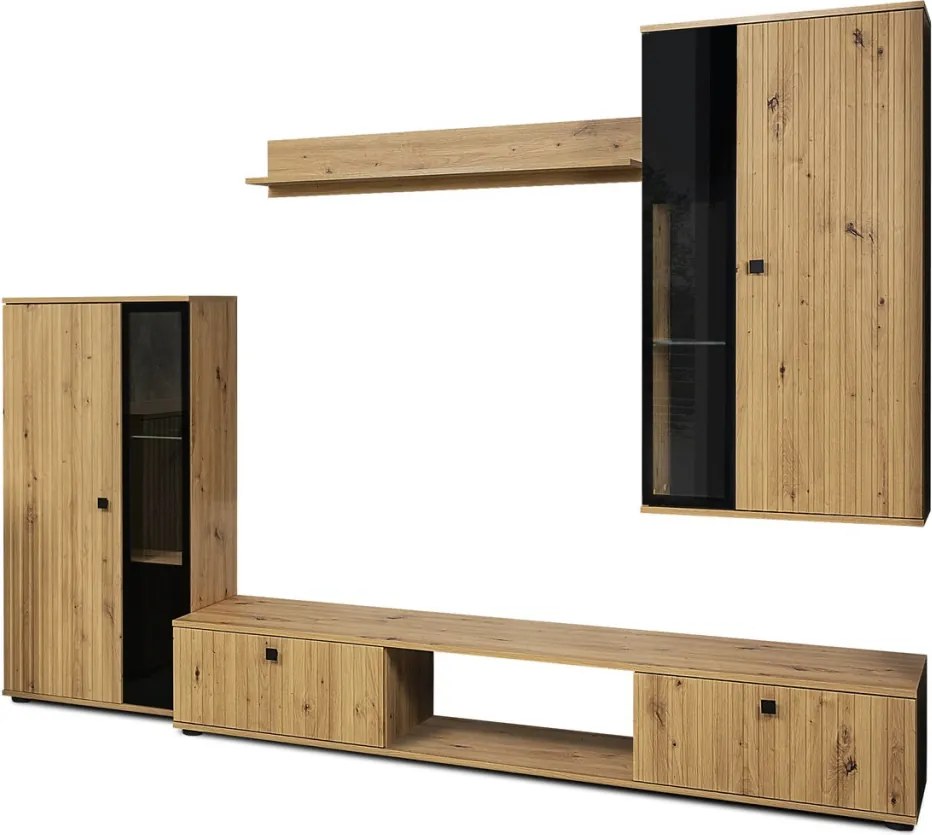 Obývacia stena Salsa, dub artisan/lamelový efekt