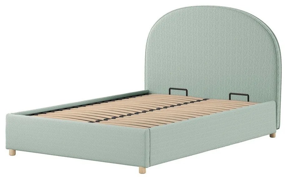 Zelená čalúnená dvojlôžková posteľ s úložným priestorom s roštom 140x200 cm Moon – Vipack