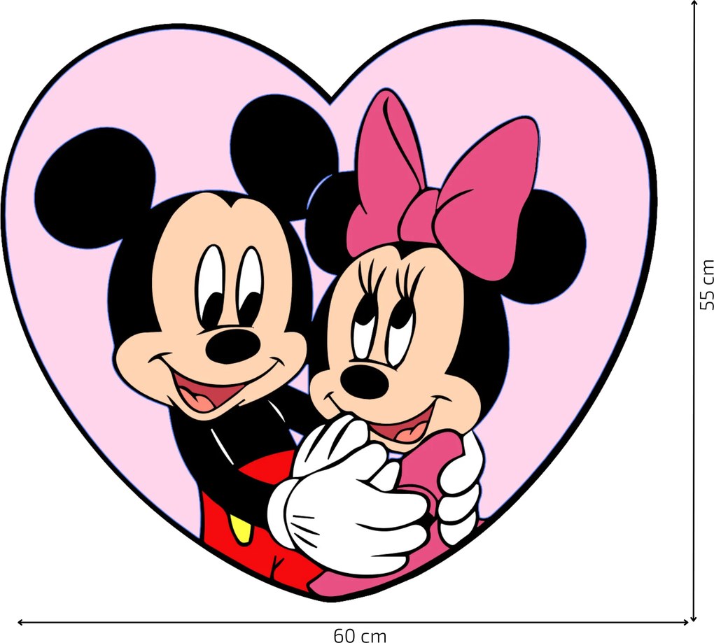 60x55cm Mickey a Minnie v srdiečku - textilná nálepka na stenu