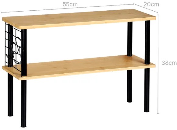 Kuchynská 2-poschodová bambusová polička s háčikmi KESPER AREA 2