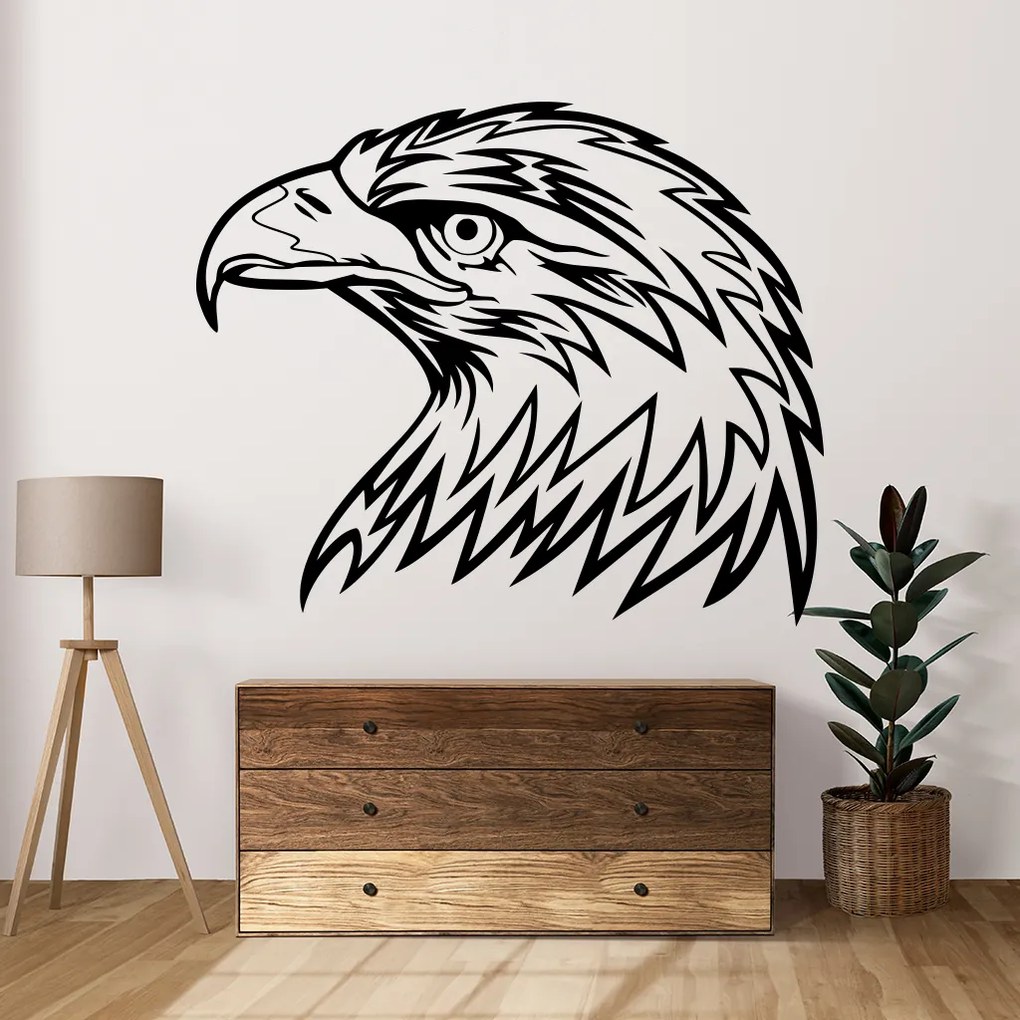 Veselá Stena Samolepka na stenu na stenu Hlava Orla Farba: černá