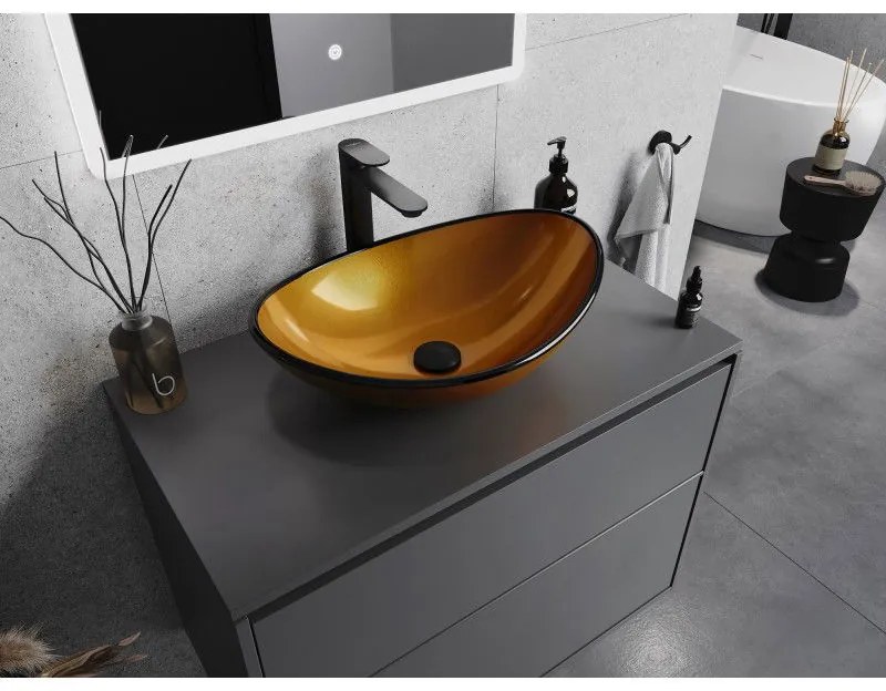 Mexen Sonia, sklenené umývadlo na dosku 54 x 37 x 17 cm, zlatá, 24145450