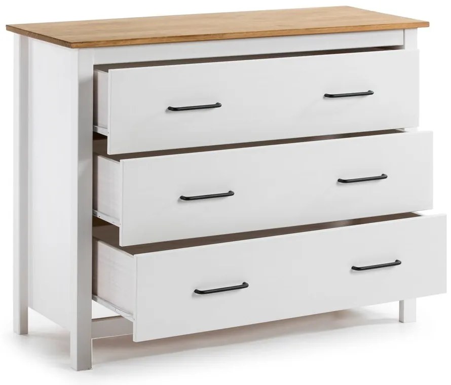 Biela nízka komoda z borovicového dreva 100x80 cm Miranda – Marckeric