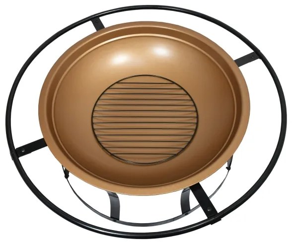 Prenosné ohnisko na drevo s roštom čierna/medená